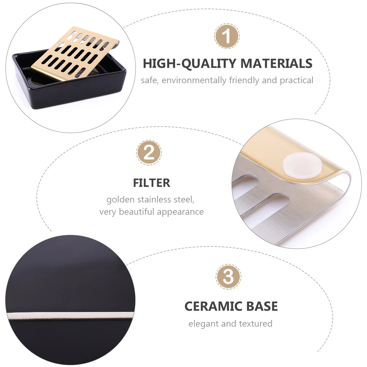 

Ceramic Double Soap Holder High Quality Eco Friendly Materials Drain Function Easy Clean Design for Bathroom Kitchen Use