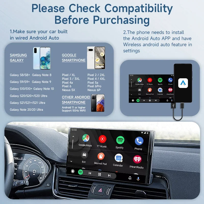 Carlinkit Wireless Android Auto Adapter carplay dongle A2A cpc200 car play ai box for Original Wired Android Auto