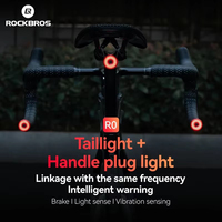 ROCKBROS Road Bicycle Light Smart Auto Brake Sensing Cycling Taillight IPx6 Waterproof LED Charging Bike Bar End Rear Light