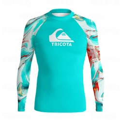 TRICOT Men's Long Sleeve Surfing Shirt Pro Beach Sun Screen Surf Sweatshirt Swimwear UPF Gym Clothes UV Protection Rashguard