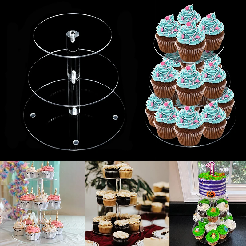 

3 Layers Acrylic Cake Display Stand Transparent Cake Display Shelf Cupcake Holder Plate Wedding Birthday Party Decoration Stands