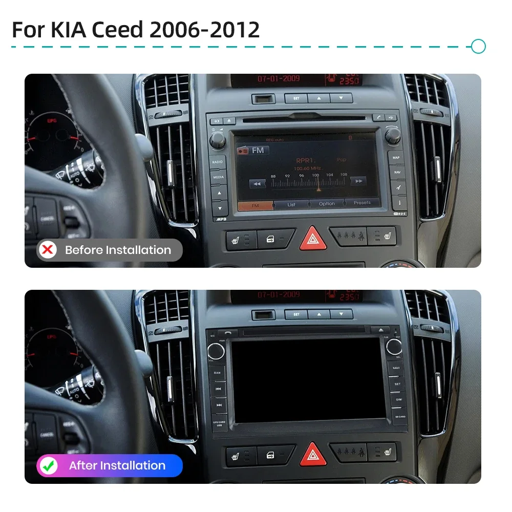 Auto Android 13.0 Car DVD Radio GPS Navigation 4G WiFi CarPlay RDS DSP Bluetooth Multimedia Video Player For KIA CEED 2006-2012