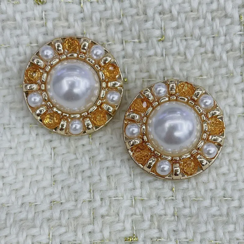 6 stücke 18/23mm Luxus Perle Einstellung Tasten DIY Runde Metall Knöpfe Handgenähte Knöpfe Mantel Kleid Kleidung zubehör 2025 Neue – Detail 4