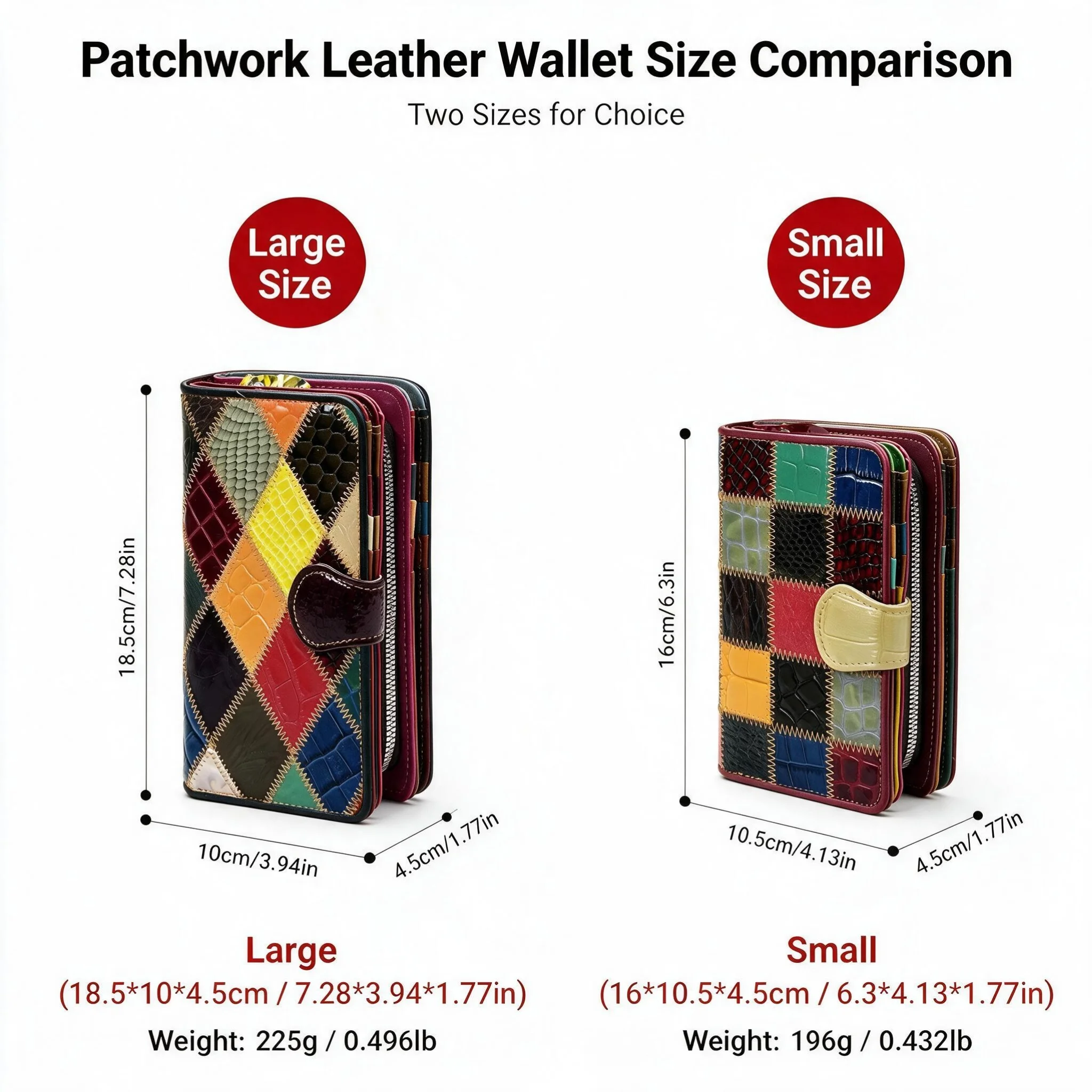 Pomelo Best Womens Trifold Patchwork Leather Wallet Random Unique Purse 2 Sizes 16/12 Card Slots Coin Pocket