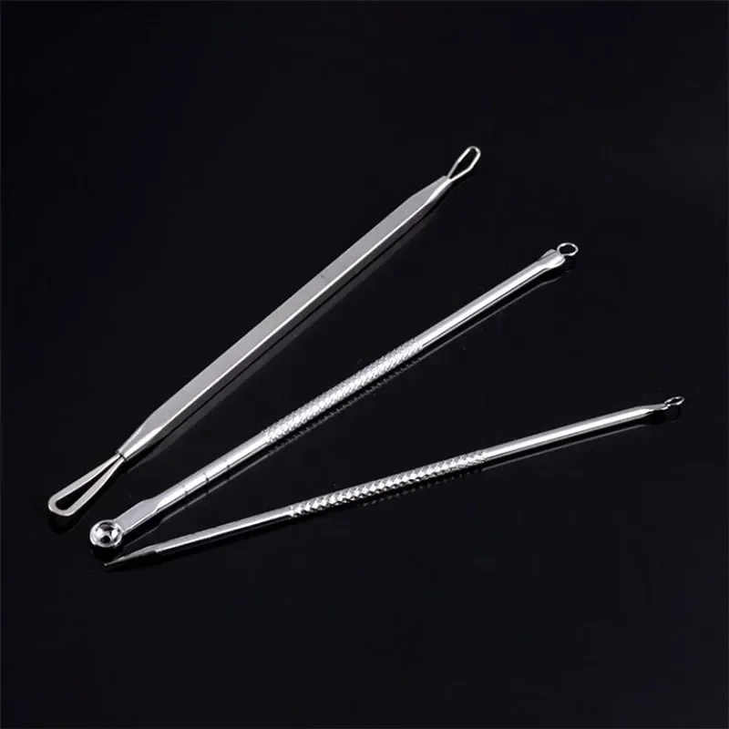 3pcs 1 Set Silver Blackhead Comedone Remover Needles For Squeezing Acne Pimple Blemish Extractor Face Skin Care Beauty Tools