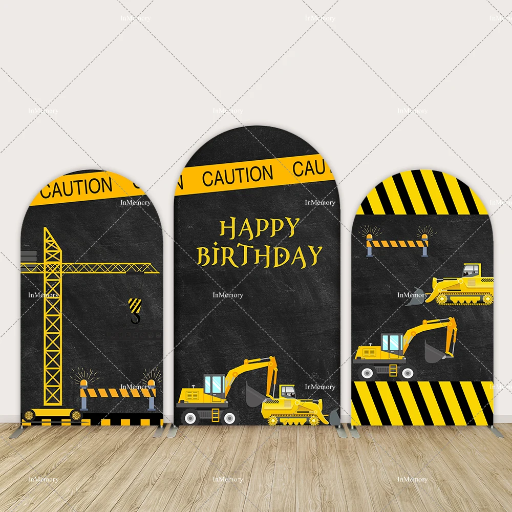 Construction Team Arch Backdrop Cover Baby Birthday Party Decor Excavator Car Traffic Background Photography for Photo Studio