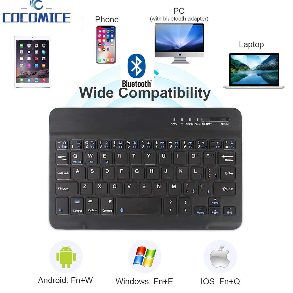 7 inch ultrathin Mini Bluetooth Keyboard Wireless Keyboard For ipad Phone Tablet Rechargeable keyboard For Android ios Windows