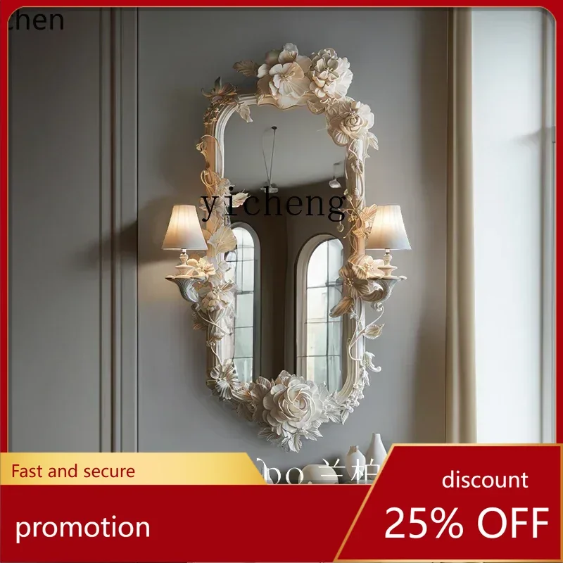 

HXL Carved Half-Length Mirror European Style Living Room Fireplace Decorative Mirror Beauty Salon