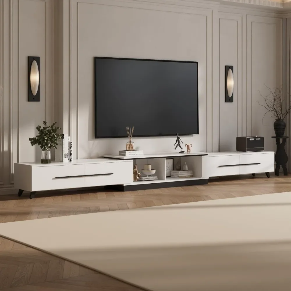 

95-133.9" W Length & Shape Adjustable TV Stand with Storage for Televisions up to 100", Modern Entertainment Center Media Consol
