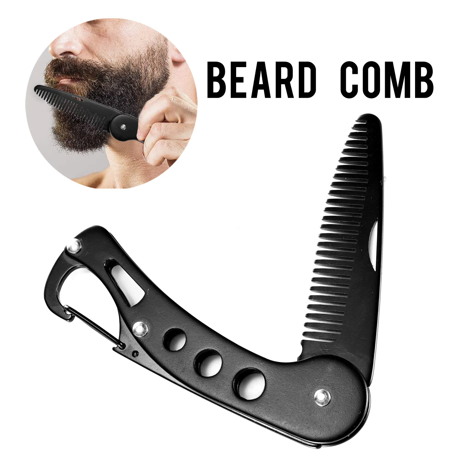 1pc Stainless Steel Folding Comb Men Beard Styling Combs Anti Static Portable Mustache Comb Multifunctional Hairdressing Tools