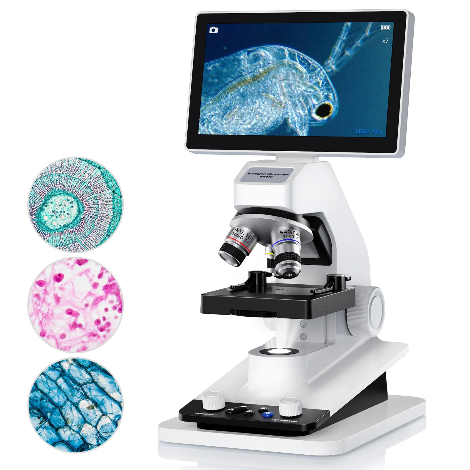 7inch Digital Microscope for Kids Adult1200X Biological Educational Scope with Lights Camera & Video,Compatible with Windows/TV