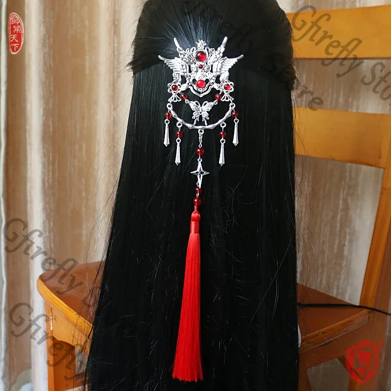 Tocado de bendición oficial del cielo, pinza para el pelo de Anime, horquilla artesanal, tocado de Cosplay, accesorios para colegas, regalo de mariposa Hua Cheng