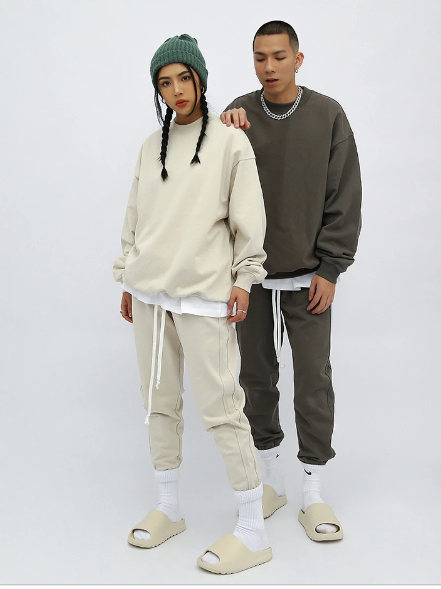 Sumuyoo 420g/㎡ Fashion Thicken Fleece Sweatshirt Loose Sports Pants  Autumn Winter Trousers Oversized Retro Couple Pullovers