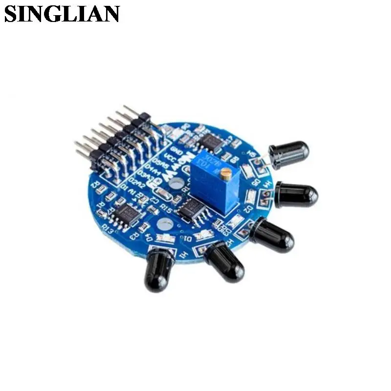 5-Channel Five Road Flame Sensor Module Analog Digital Dual Output Electronic Fire Extinguishing Robot