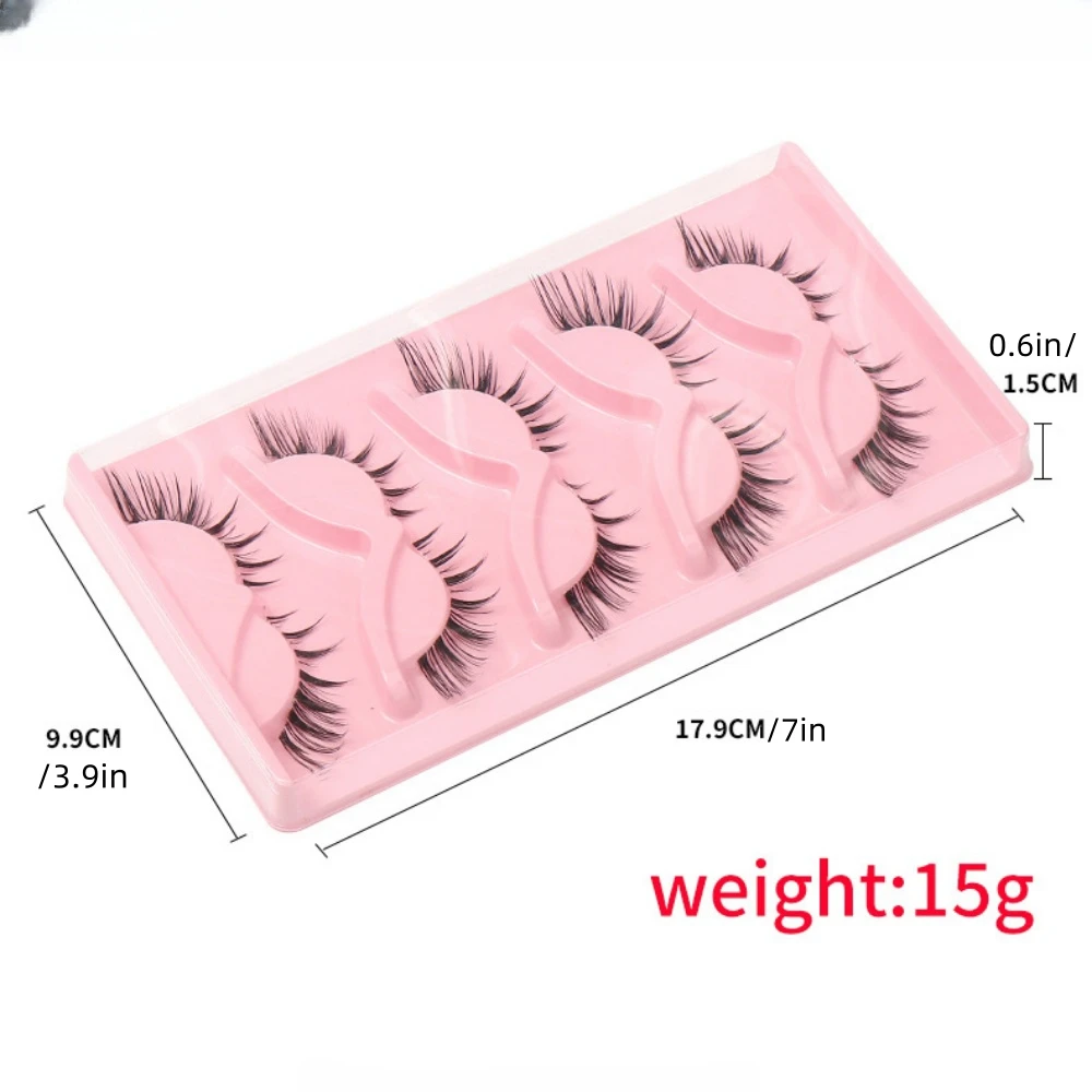 5 أزواج من رموش القطط باللون الوردي على شكل حرف D، رموش طويلة على شكل عين القطة، رموش ناعمة #2