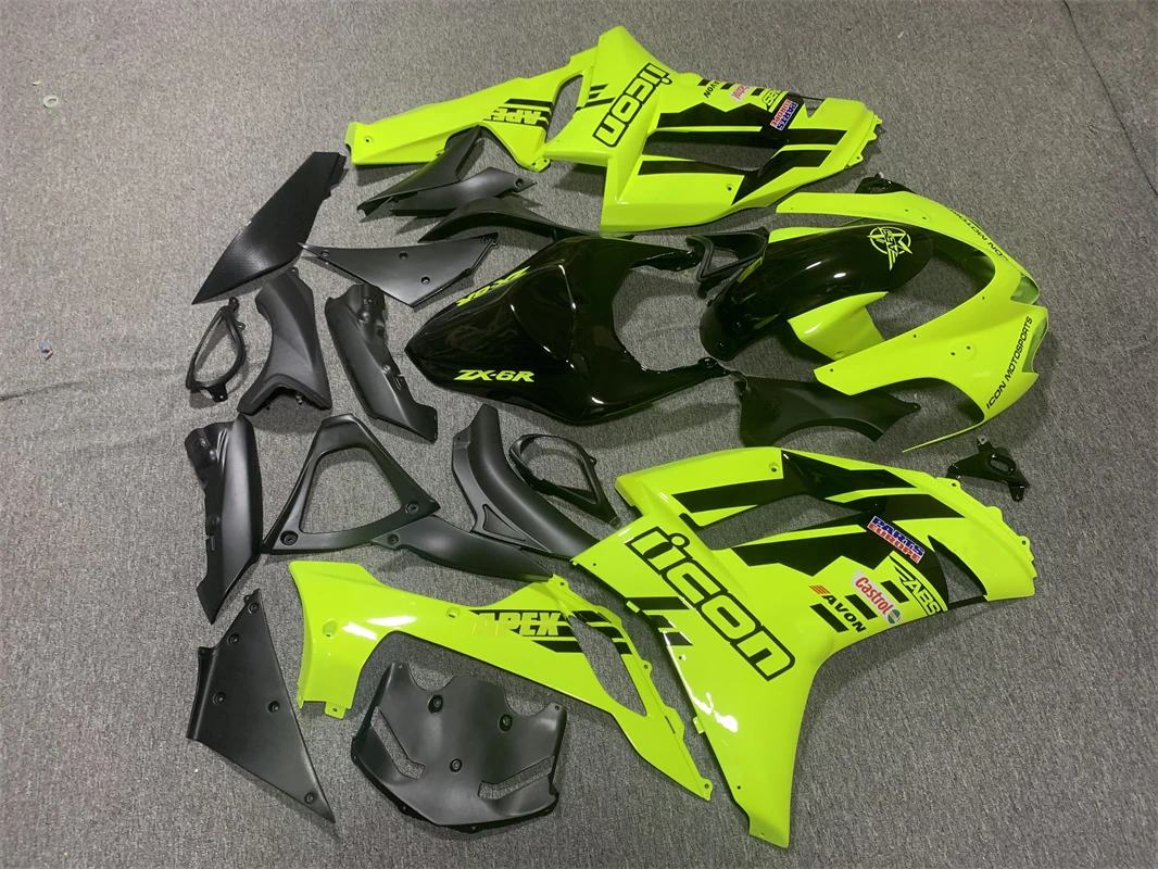 New ABS Plastic Shell Motorcycle Fairing kit Fit For Kawasaki Ninja ZX6R 636 ZX-6R 2007 2008 07 08 Custom fluorescent yellow