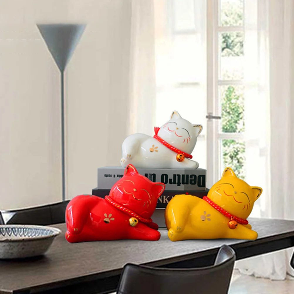 

Ceramic Cat Figurines Decorative Statue Cartoon Style Home Decoration Party Animal naments Wear resistant