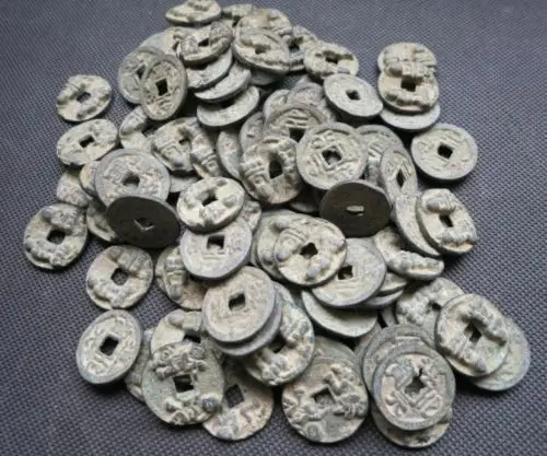 Collect 100pc Chinese Bronze Coin China Old Dynasty Antique Currency Cash