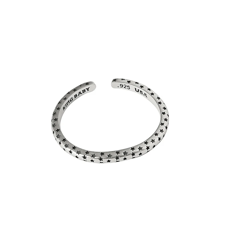 Foxanry Silver Color Star Pattern Cuff Bracelets For Women Couples Fashion Personality Vintage Simple Daily Party Jewelry Gifts image 2