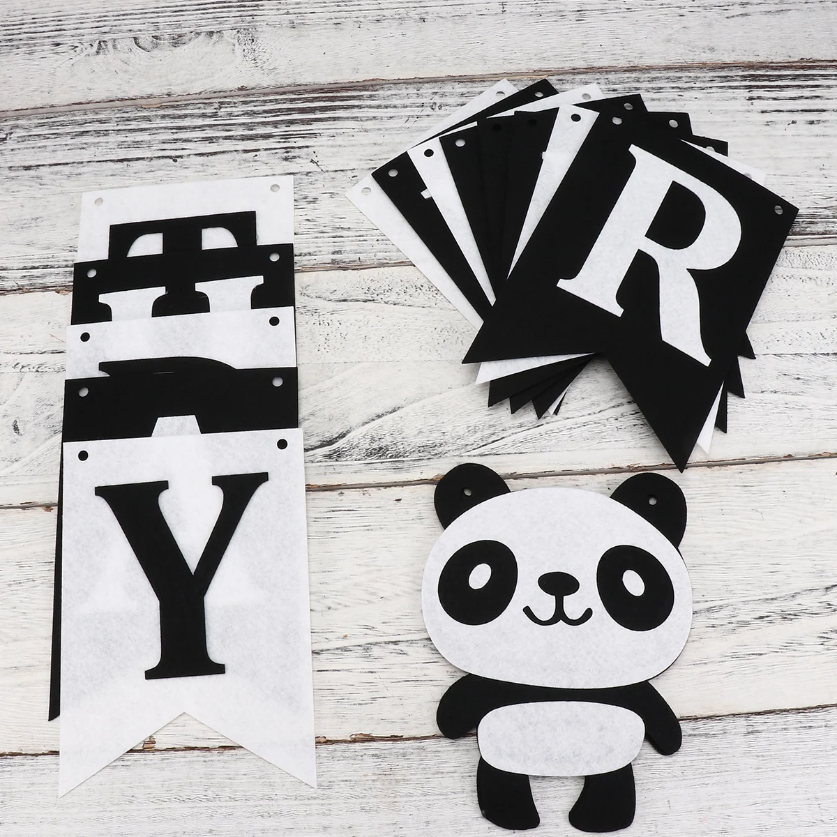

Panda Pulls Flag Party Decoration The Banner Bunting Garland Themed for Birthday