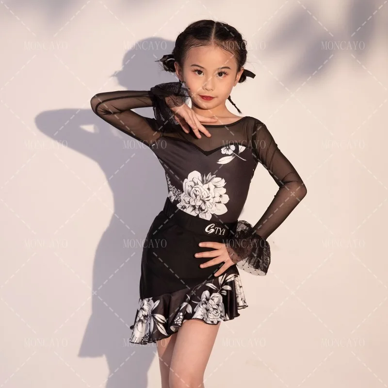 Cha Cha Samba Rumba Tango Latin Dance Dress Girls Salsa Dance Clothes Child Standard Ballroom Dance Competition Dresses Kids