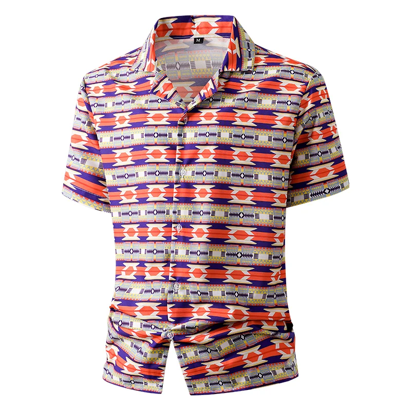 Hawaiian Beach Vacation Men's Shirt Fashion Lapel Short Sleeve Shirts Casual Loose Tops Summer Hip Hop Trend Tees Men Clothing