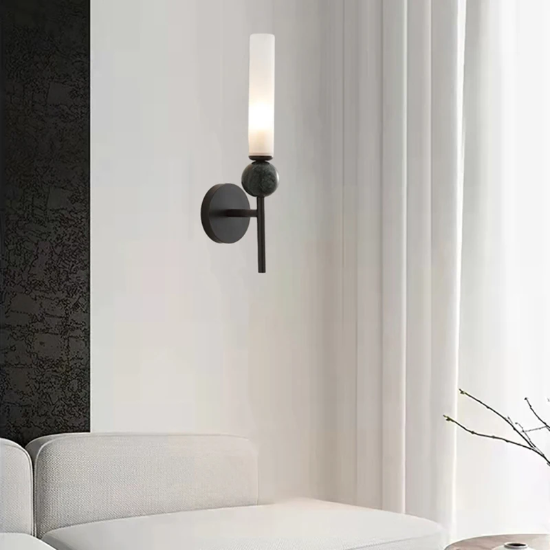 Imagem -04 - Luz de Parede de Bola de Mármore Natural Abajur Acrílico Branco de Latão Candeeiro para Foyer Restaurante Corrediça Quarto Lâmpada g9 Dropshipping