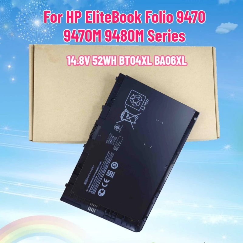 14.8V 52WH BT04XL BA06XL Laptop Battery for HP EliteBook Folio 9470 9470M 9480M Series HSTNN-IB3Z DB3Z I10C BA06