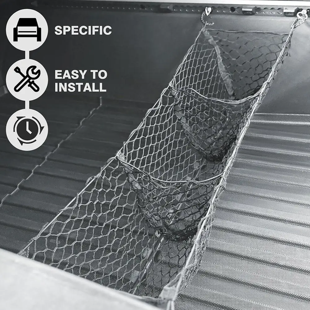 For Tesla Cybertruck 2024 Trunk Luggage Net Mesh Storage Net Hammock Style 3/4 Grid Set Pickup Truck Elastic Cargo Net
