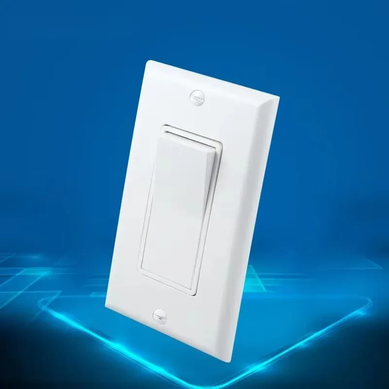 White US style Single Pole Decorator Wall Light Switch with Wallplate 15A On/Off Rocker Paddle Interrupter American swithces