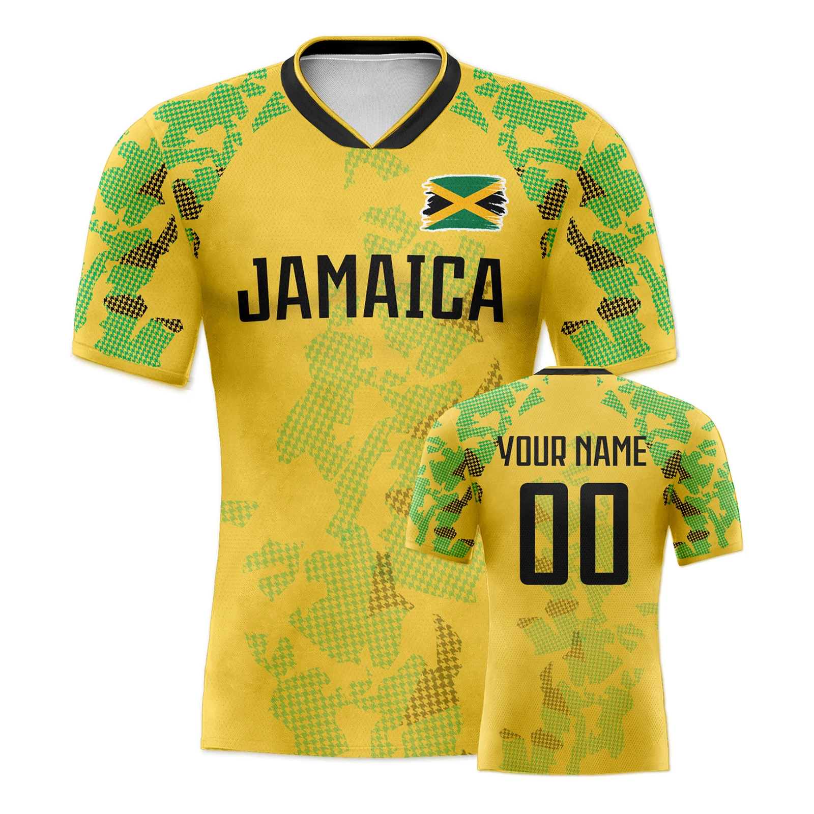 Customized Jamaica Soccer Jersey Personalized Name Number, National Team Football Shirt Flag Design for Men Kids Women