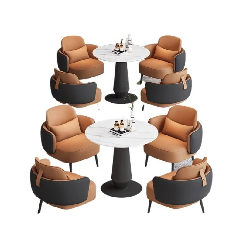 

Sales Office Negotiation Table and Chair Combination Light Luxury Hotel Lobby Rest Area Round Table Reception Department Chair