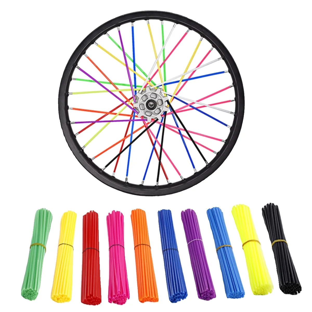 

72 Pcs Universal Bicycle Spoke Holster Tire Decorative Rim Protective Covers for Enhancing and Protecting Bicycle and Motocross