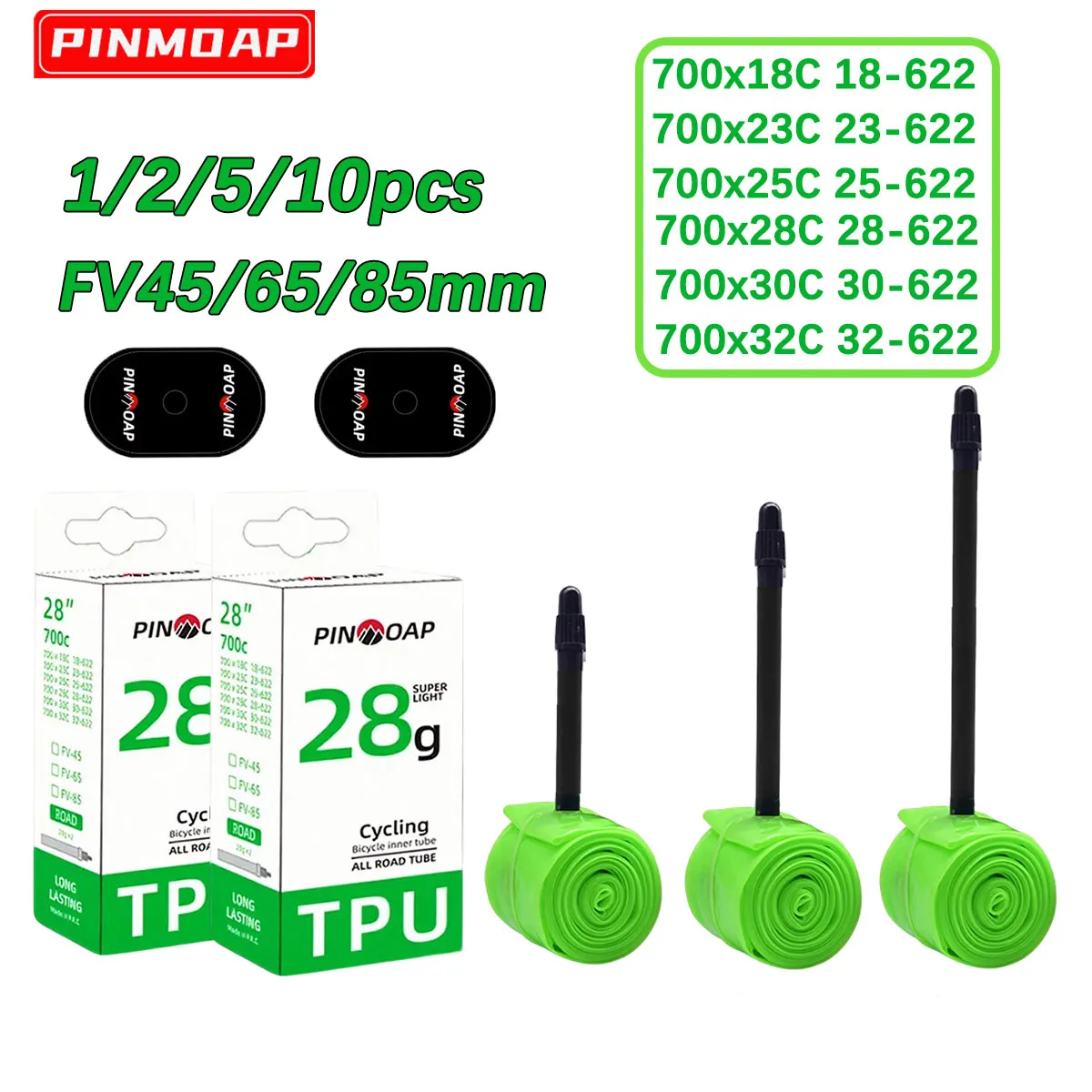 AliExpress 1/2/5/10/20pcs Road Bicycle Inner Tube Bicycle Valve Inner Tube Tpu Tire 700c 28g Portable Inner Tube 45/65/85mm Ultra Light