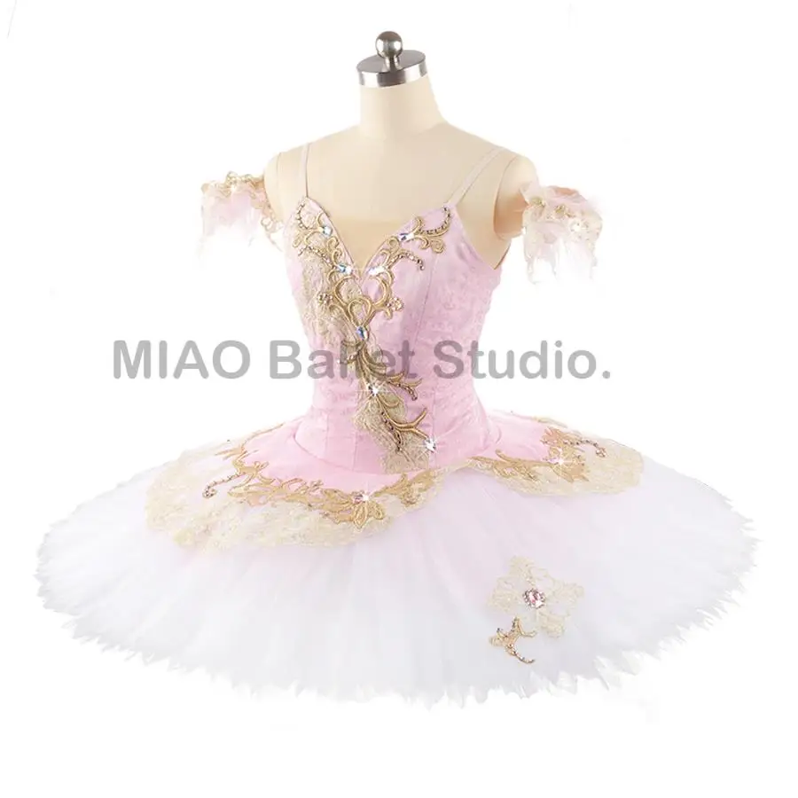 Custom Made jacquard Pink white Professional Ballet Tutu pancake Costume for Girl competition ballet dress classical 0093