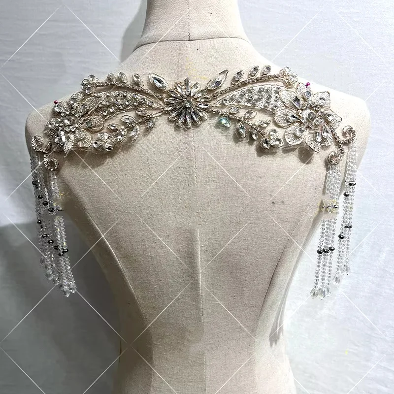 Hand Beaded Fringe Trim with Pendants DIY Embellishment for Dresses Bra Collars Patches Luxury Headscarves Accessories