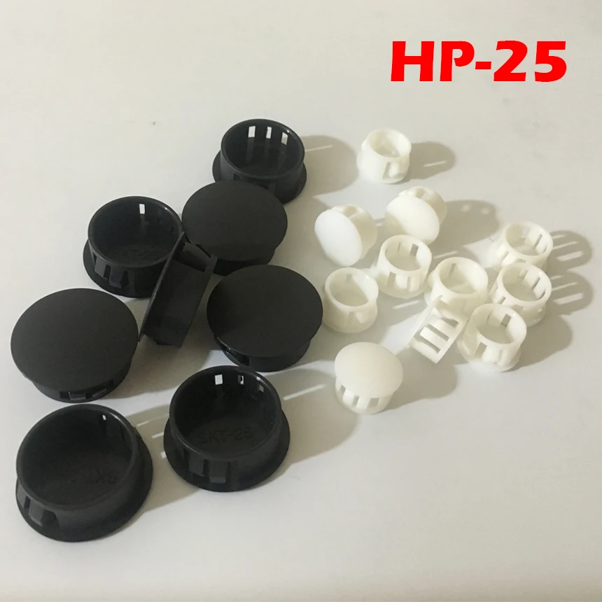 35pcs HP-25 25MM Diâmetro Preto Branco Nylon Plástico Diâmetro End Cap Grommet Push Locking Button Tampa Painel Broca Buraco Plug