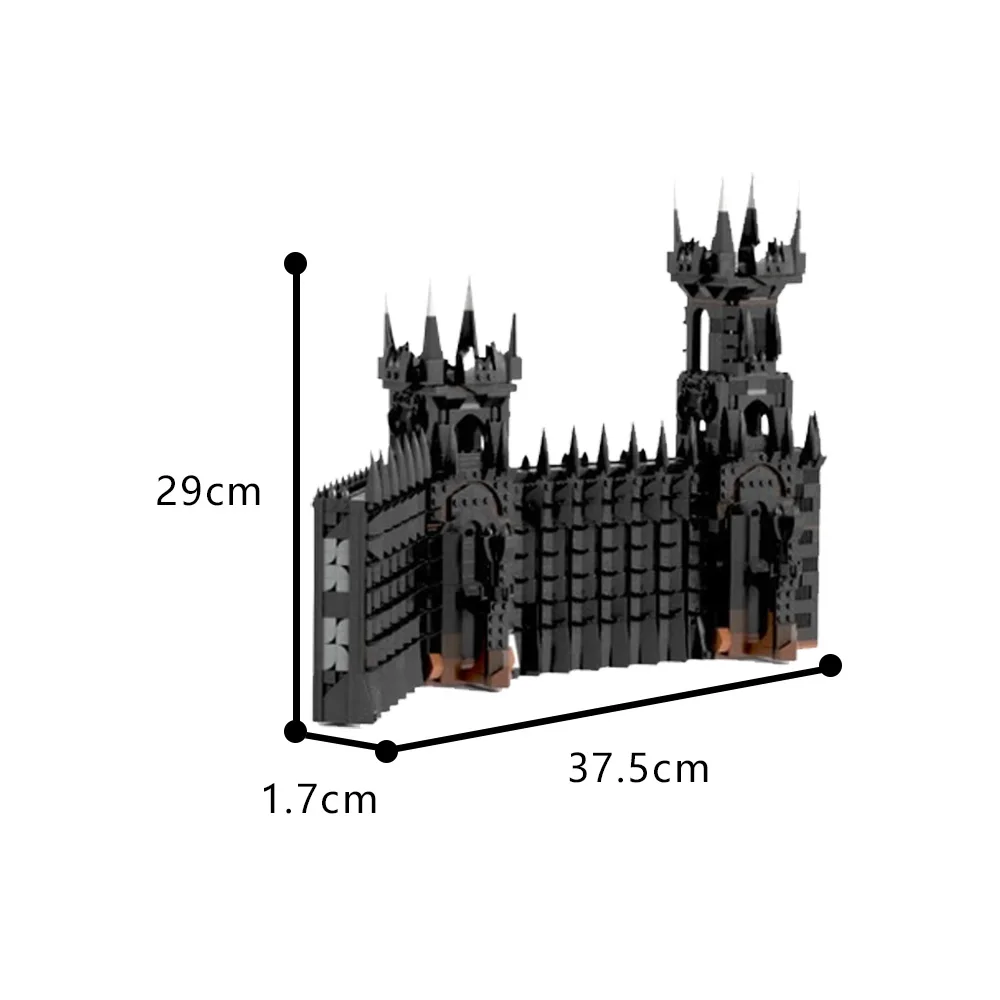 Klocki Gobricks MOC Pierścień Mocy Film Czarna Bramka Cegły Główna Bramka Krótka Ściana Wysokie Wieże Zamek Klocki Konstrukcyjne Bitwa o Czarną Bramę Zabawki
