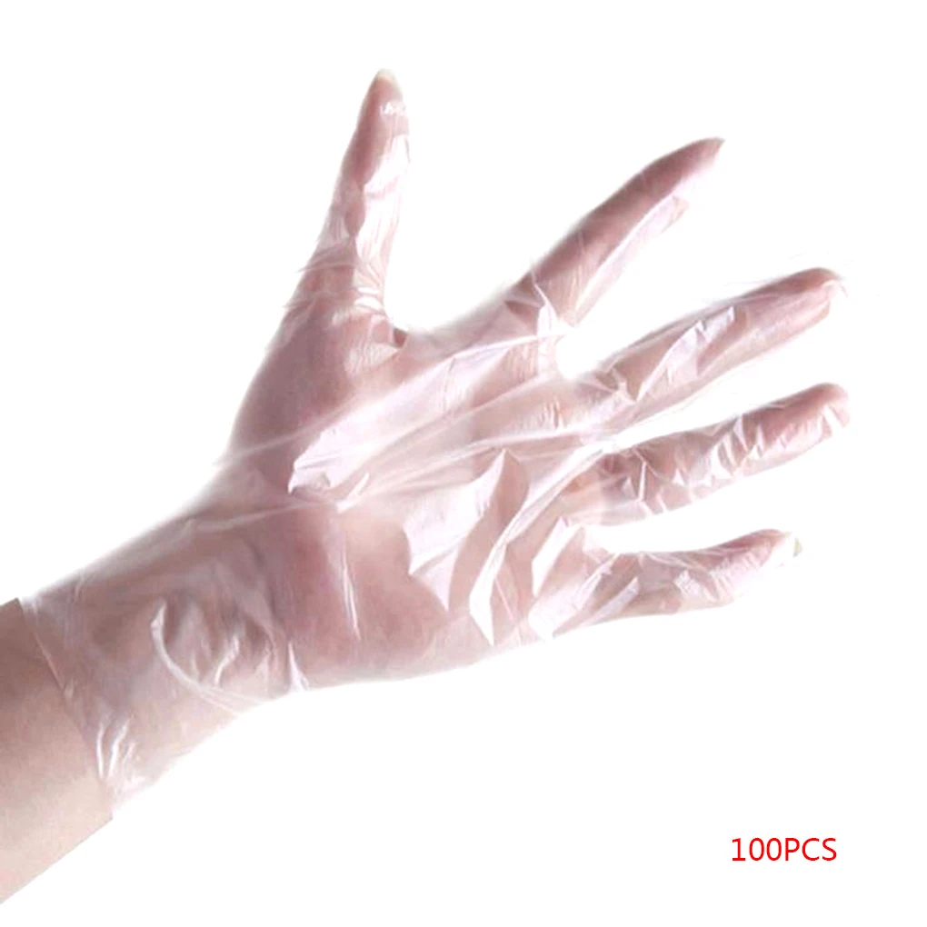 100 Pieces One-off Gloves Food-grade Transparent Vegetable Glove Dinning Restaurant Kitchen Utensils Food Service