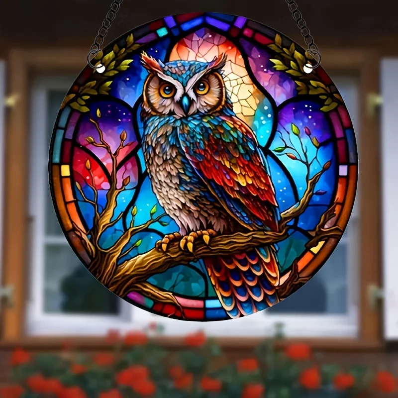 Unique Black Owl Suncatcher Craft Stained Acrylic Suncatchers Catcher Halloween Ornament Hanging Home Room Garden Wall Decor