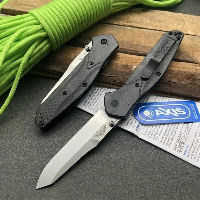 BM940-1 coltello pieghevole tattico ad alta durezza manico in fibra di carbonio superficie di lavaggio in pietra coltelli EDC per esterni coltello da banco realizzato