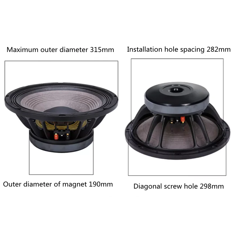 PA-039 Unidade de alto-falante de woofer médio de áudio profissional de 12 polegadas 75 mm ferrite 190 ímã 8 ohm 350 W 97,5 dB (1 unidade)