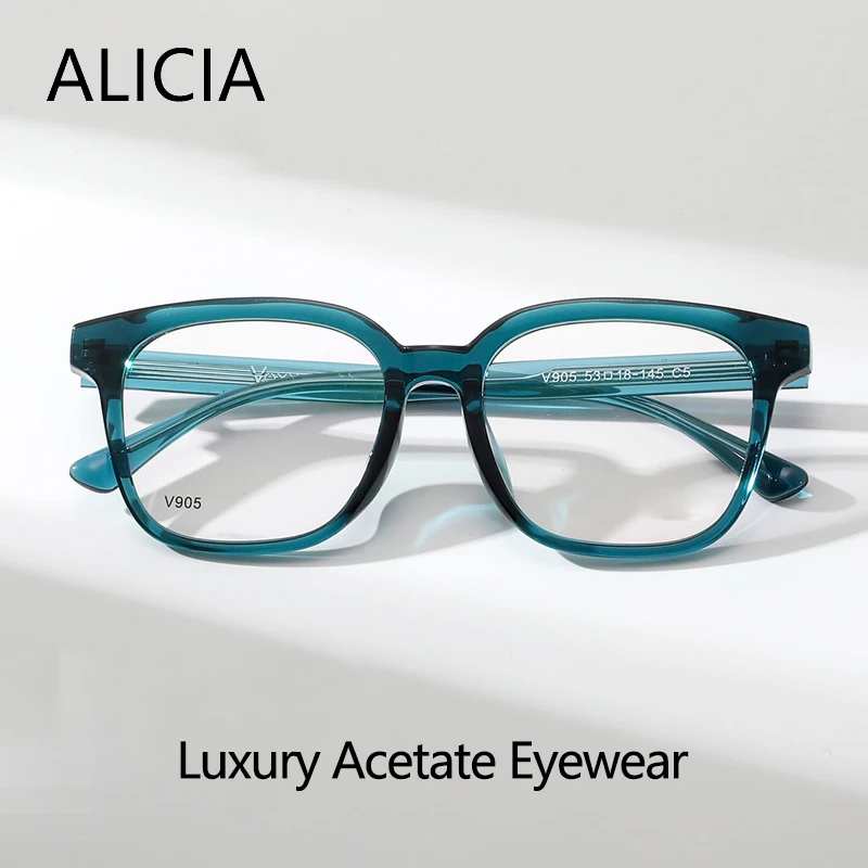 

ALICIA New Fashion Retro Square Luxury Acetate Eyewear Optical Prescription Glasses Frames Man Women