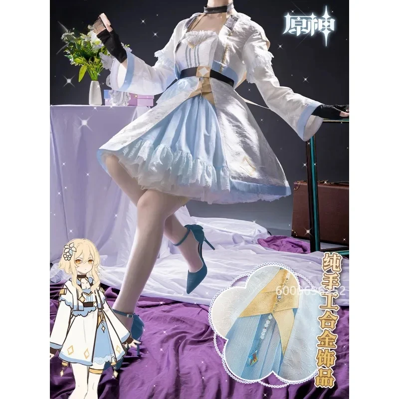 

Genshin Impact Traveler Lumine Aether Cosplay Costume Sea Salt Caramel Full Set Anime Game Stylish Outfit Women's Wear Hot Sale