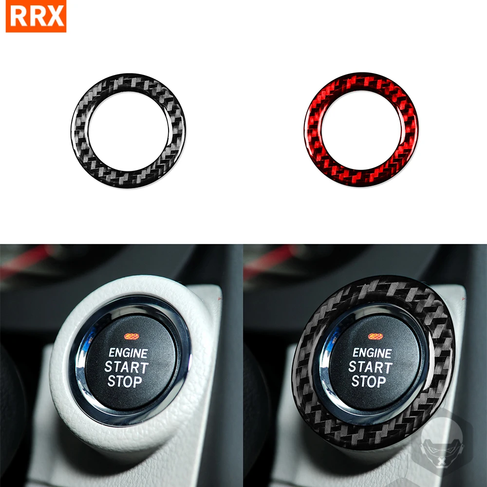 

For Subaru Forester 2013-2018 Car One-Key Engine Start-Stop Switch Button Round Ignition Frame Carbon Fiber Sticker Accessories