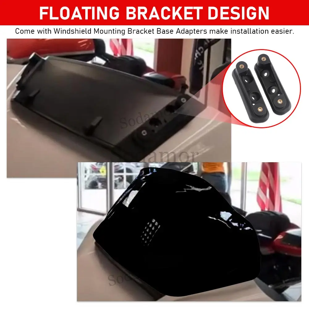 زجاج أمامي أسود للدراجات النارية مقاس 10 بوصات منحرف الرياح لموديلات Harley CVO Street Glide FLHXSE 2023 2024-أحدث