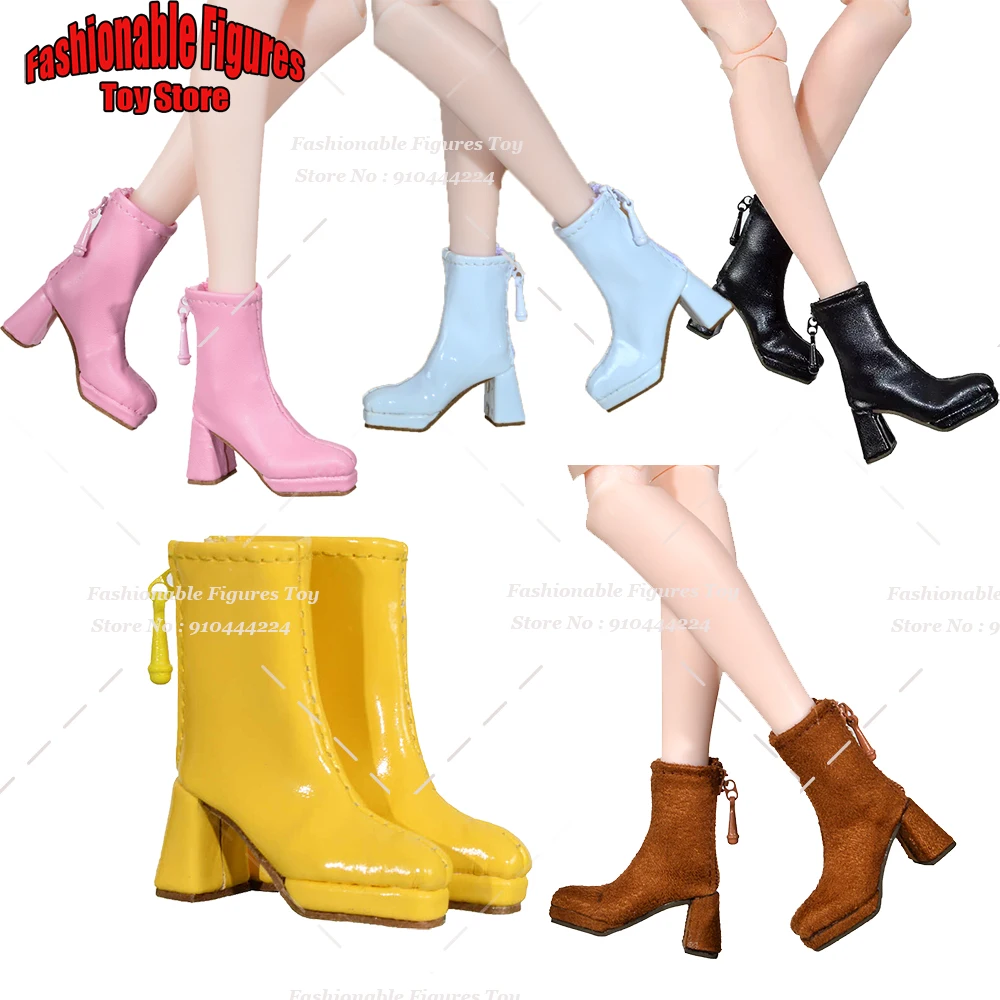 1/6 Women Soldier High Heels Short Boots Thick Bottom High Heels Platform Zip Hollow Shoes Fit 12Inch Action Figure Body Model