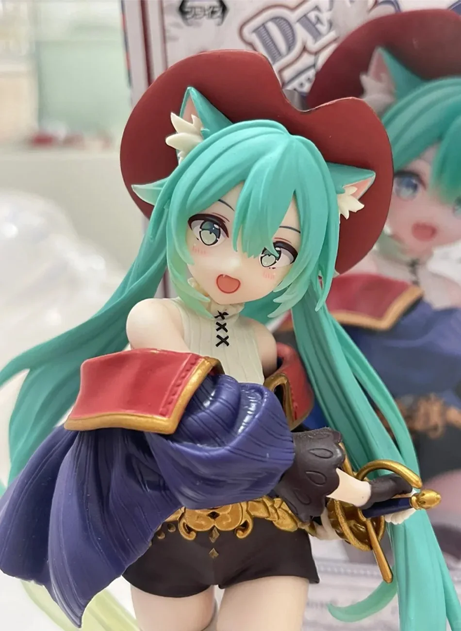 Hatsune Miku Desktop Niedliche Actionfigur Tale Wonderland Miku Der gestiefelte Kater Anime Figur Kawaii Mädchen Modell Spielzeug Entzückendes Dekor – Detail 5