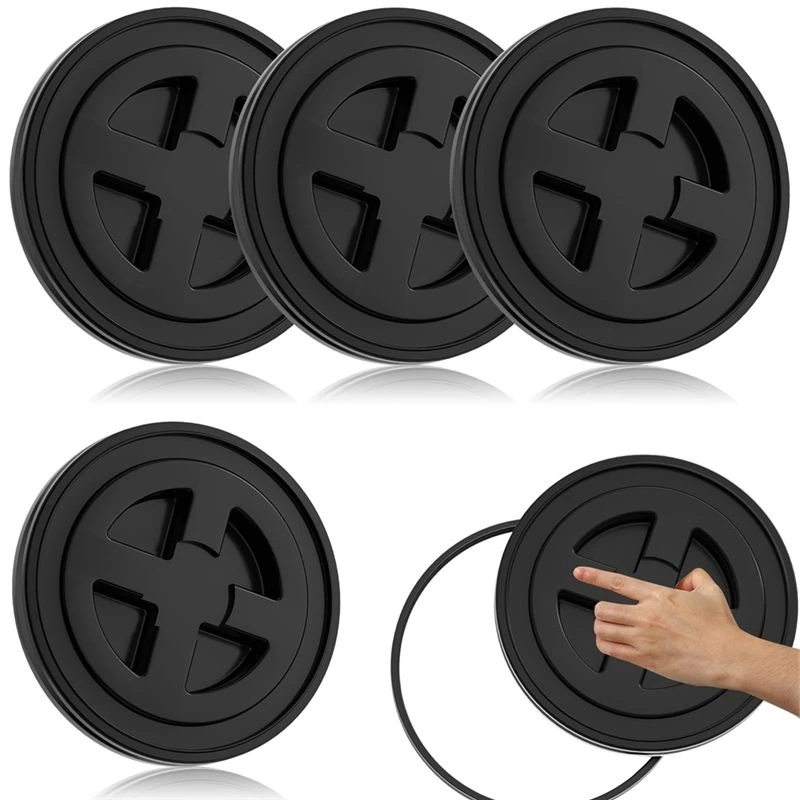 Leak-Proof 12Inch Plastic Seal Screw Top Airtight Lids(4 Pieces), 5 Gallon Bucket Replacement Drum& Pail Seal Lid