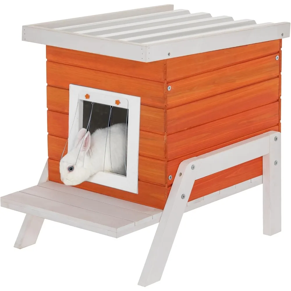 

PETSFIT Outdoor Cat House Insulated - Thicken High Feet, Expanded Feeding Station, Weatherproof Durable Roof, Outside Cat House,